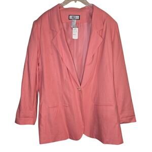 NWT Bice by Sag Harbor 18W Coral Pink Linen Blazer [0156]